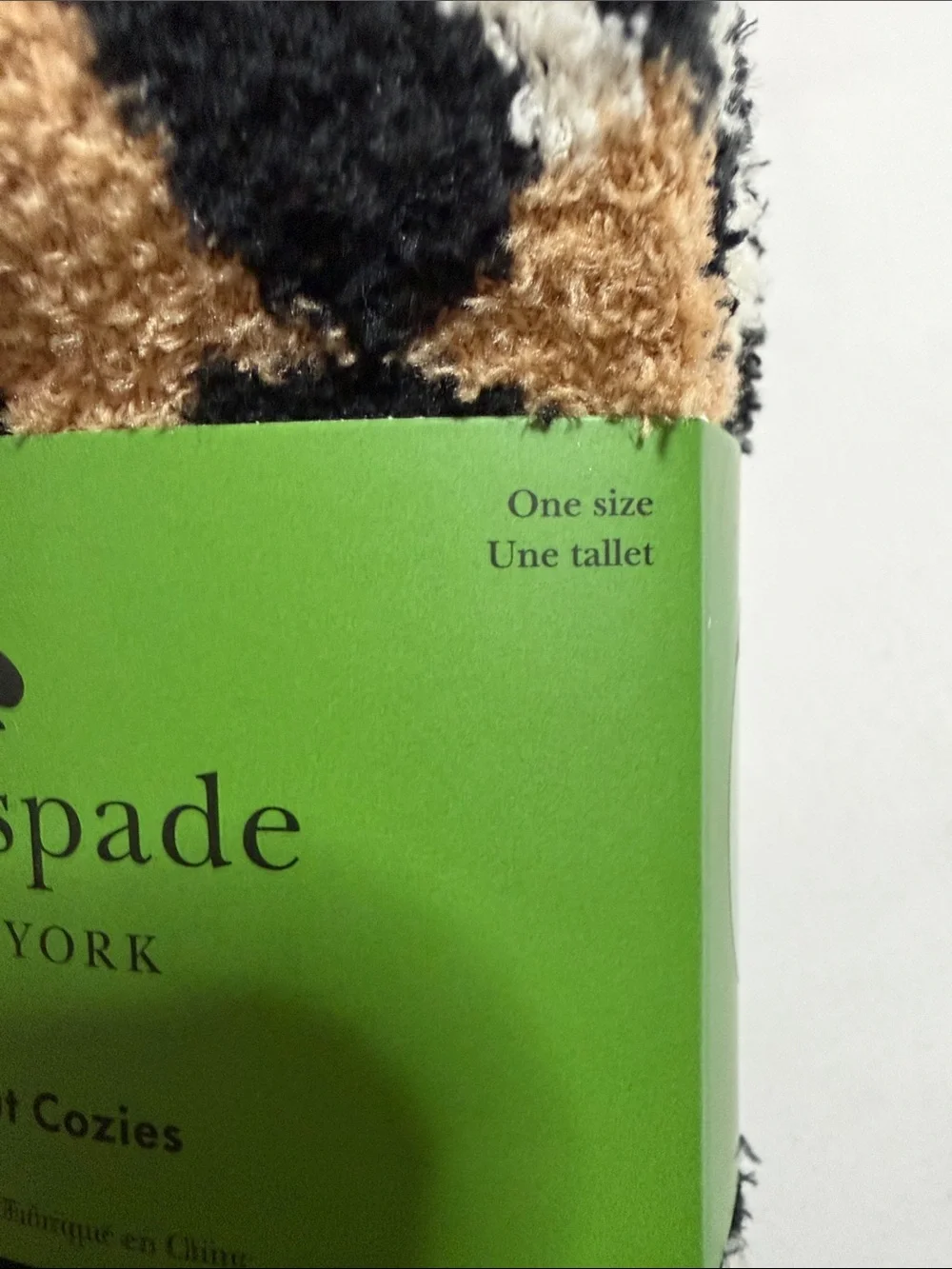 kate spade Leopard Print Fuzzy Ankle Socks in Tan, Black & White‎ set of 3 pairs